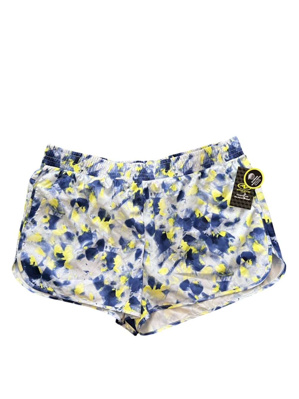 Athletic Works Blue & Yellow Floral Athletic Shorts XXL